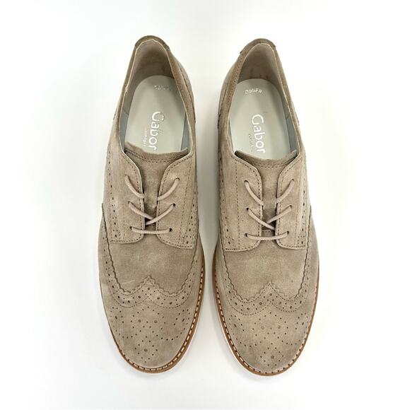 Gabor Men Comfort Optifit Oxford Sz 8 Tan Suede Wingtip Casual Lace-Tie Sneakers main image 5